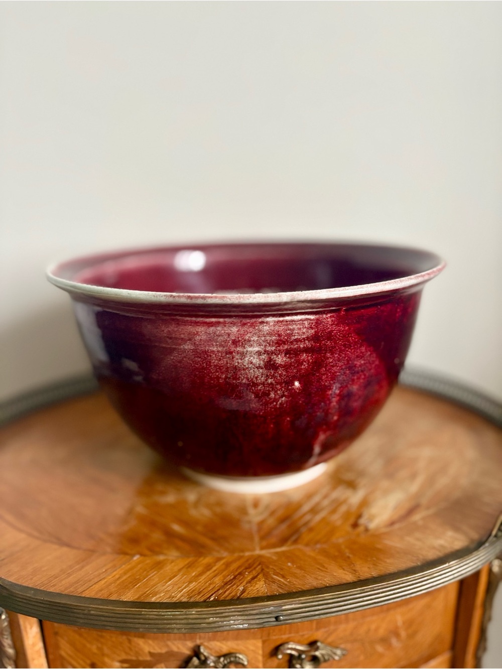 Handcrafted Deep Burgundy Ceramic Serving Bowl
